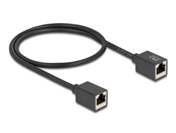 Delock - Nettverkskabel - RJ-45 (hunn) til RJ-45 (hunn) - 50 cm - 6 mm - S/FTP - CAT 6a - halogenfri - svart