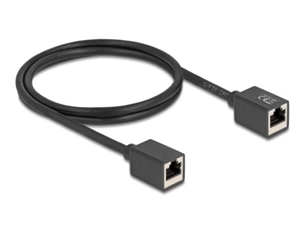 Delock - Nettverkskabel - RJ-45 (hunn) til RJ-45 (hunn) - 1 m - 6 mm - S/FTP - CAT 6a - halogenfri - svart