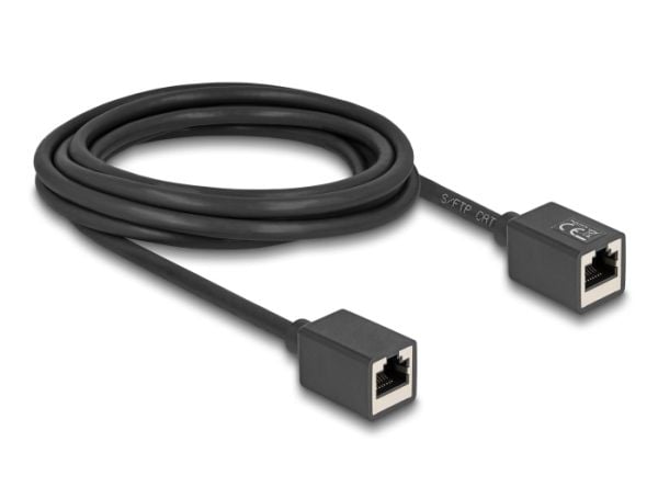 Delock - Nettverkskabel - RJ-45 (hunn) til RJ-45 (hunn) - 3 m - 6 mm - S/FTP - CAT 6a - halogenfri - svart