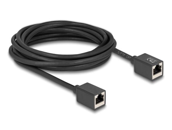 Delock - Nettverkskabel - RJ-45 (hunn) til RJ-45 (hunn) - 5 m - 6 mm - S/FTP - CAT 6a - halogenfri - svart