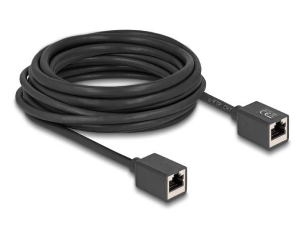Delock - Nettverksforlengelseskabel - RJ-45 (hunn) til RJ-45 (hunn) - 7.5 m - 6 mm - S/FTP - CAT 6a - halogenfri - svart