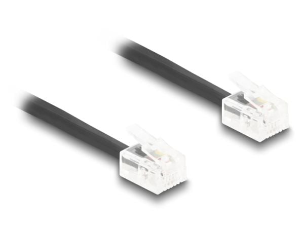 Delock - Telefonkabel - RJ-11 (hann) til RJ-11 (hann) - 3 m - rullet sammen - svart