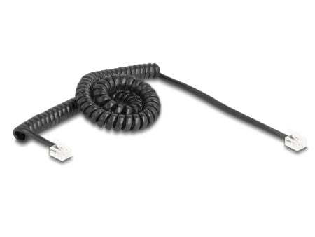 Delock - Telefonkabel - RJ-11 (hann) til RJ-11 (hann) - 3 m - rullet sammen - svart