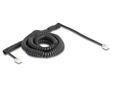 Delock - Telefonkabel - RJ-11 (hann) til RJ-11 (hann) - 10 m - rullet sammen - svart