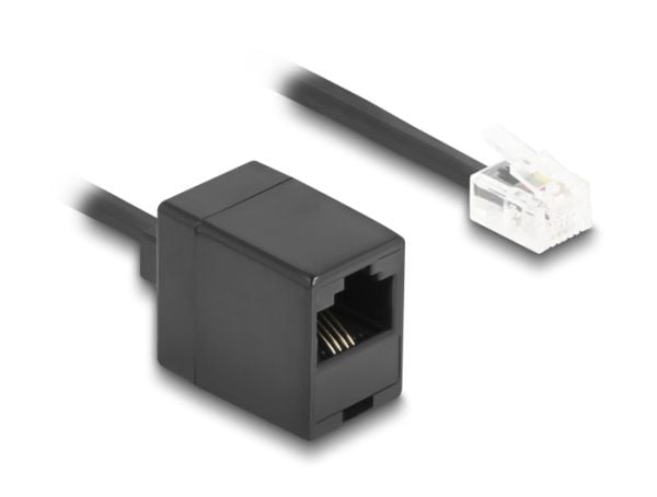 Delock - Telefonkabel - RJ-11 (hann) til RJ-45 (hunn) - 3 m - rullet sammen - svart