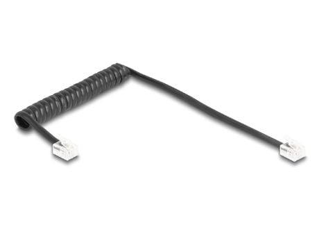 Delock - Telefonkabel - RJ-11 (hann) til RJ-11 (hann) - 1 m - rullet sammen - svart
