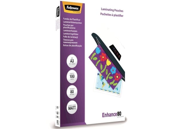 Lamineringslommer Fellowes A3 80 micron mat - (100 stk.)