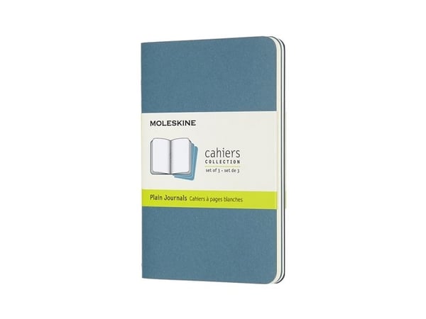 Cahier Journal blank pocket Brisk Blue 3-pack