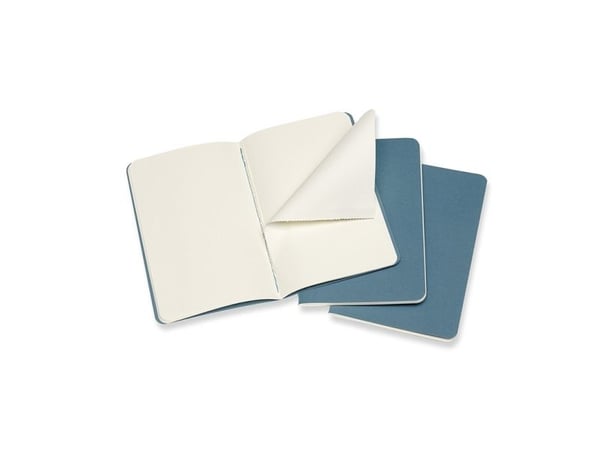 Cahier Journal blank pocket Brisk Blue 3-pack