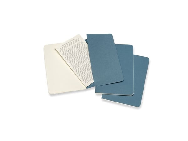 Cahier Journal blank pocket Brisk Blue 3-pack