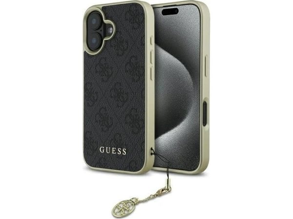 Guess GUHCP16MGF4GGR hårt mobilskal för Apple iPhone 16 Plus 6,7" (svart) - 4G Charms Collection