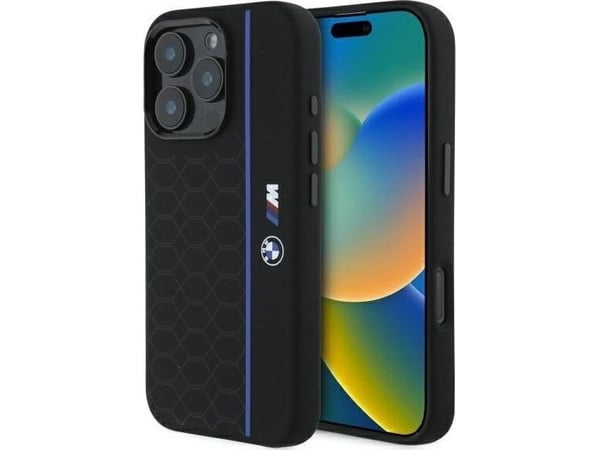 BMW BMHMP16X23SHEB skal för Apple iPhone 16 Pro Max 6.9" silikon Hexagon Line MagSafe svart