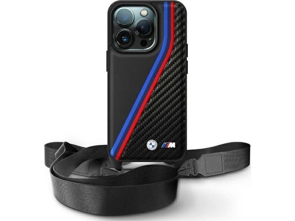 BMW BMHCP16X23PSVTK Apple iPhone 16 Pro Max 6.9" dėklas telefonui juodos spalvos M Edition Carbon Tricolor Lines &amp; Strap M Edition Carbon Trico...