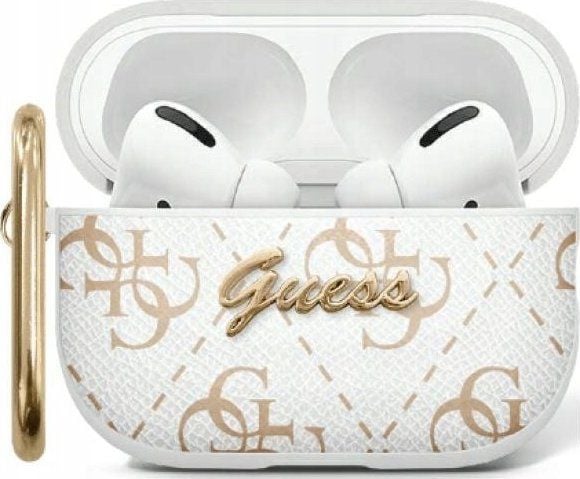 Kotelo Guess GUAP2PG4GPH AirPods Pro 2 (2022/2023) suojus valkoinen/valkoinen 4G koukku
