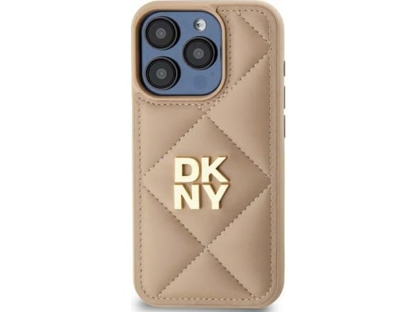 DKNY DKHCP14SPQDSLE Apple iPhone 14 6.1" dėklas telefonui gelsvos spalvos Quilted Stack Logo