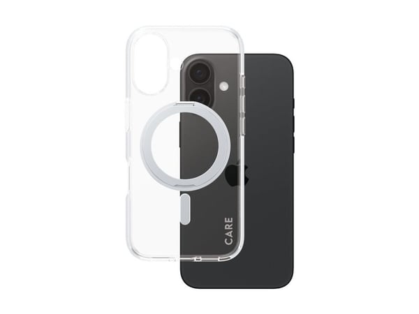 CARE by PanzerGlass - Baksidedeksel for mobiltelefon - MagSafe-samsvar - resirkulert plast - gjennomsiktig, sølv - for Apple iPhone 16