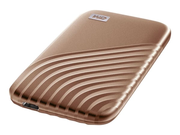 WD My Passport SSD WDBAGF0010BGD - SSD - kryptert - 1 TB - ekstern (bærbar) - USB 3.2 Gen 2 (USB-C kontakt) - 256-bit AES - gull