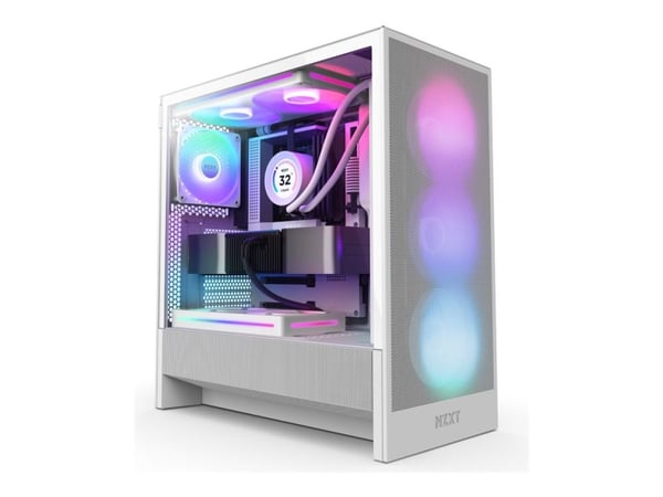 NZXT H series H5 Flow RGB - Mid tower - utvidet ATX (E-ATX) - sidepanel med vindu (herdet glass) - ingen strømforsyning - hvit - USB/lyd