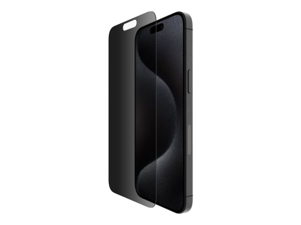 Belkin ScreenForce InvisiGlass - Skjermbeskyttelse for mobiltelefon - behandlet - glass - med personvernsfilter - 2-veis - for Apple iPhone 16 Pro Max
