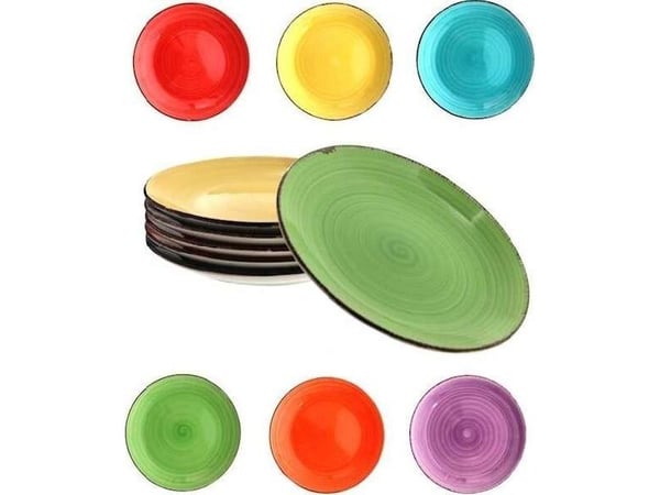 MPLCo Rainbow Keramisk Plate Fargerik Design 6 stk