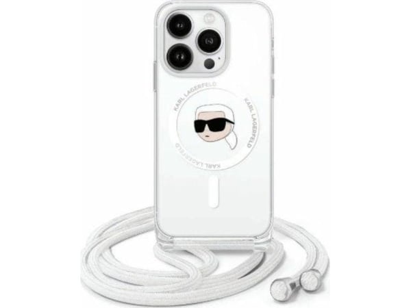 Karl Lagerfeld KLHMP16LHCKHNT Apple iPhone 16 Pro 6.3" dėklas telefonui skaidrus Crossbody IML Karl Head MagSafe