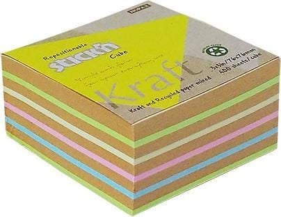 Noteskub Kraft 76x76 400 Blad Assorterat Pastel 100 % Genbrugt