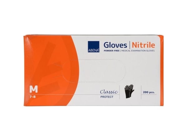 Undersøkelseshanske, ABENA Classic Protect, M, svart, nitril, pudderfri - (200 stk.)