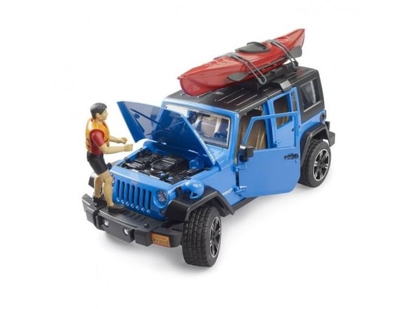 Bruder Jeep Wrangler Rubicon Unlimited med kajakk og figur, modellkjøretøy