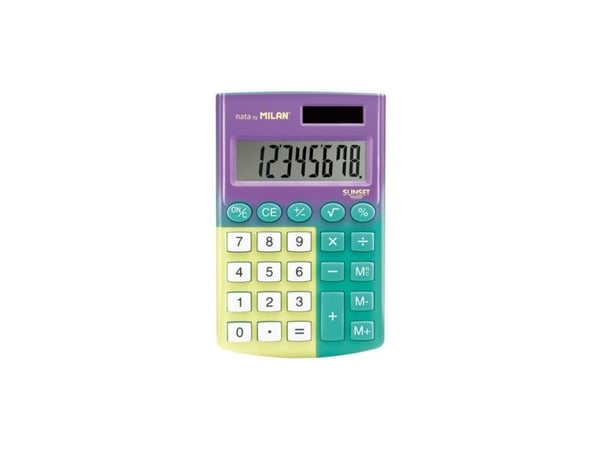Milan 159512SN, Lomme, Skjerm, 8 sifre, 1 linjer, Batteri/Solcelle, Flerfarget