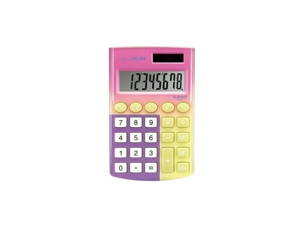Milan 159512SN, Lomme, Skjerm, 8 sifre, 1 linjer, Batteri/Solcelle, Flerfarget