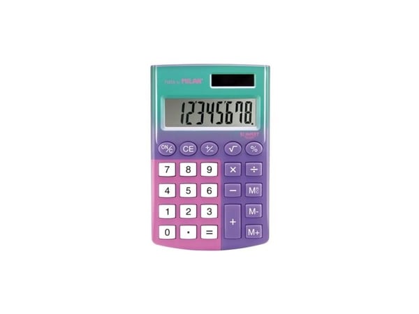 Milan 159512SN, Lomme, Skjerm, 8 sifre, 1 linjer, Batteri/Solcelle, Flerfarget