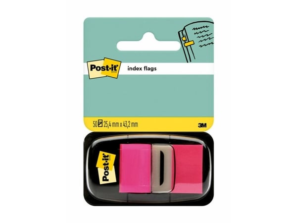Post-it Index 680-21 - Indeksflagg med dispenser - 25.4 x 43.1 mm - 50 ark - skarp rosa