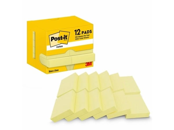 Post-it 653 - Noter - 38 x 51 mm - 300 ark (3 x 100) - kanarigul