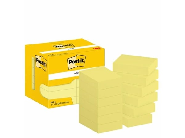 Post-it 653 - Noter - 38 x 51 mm - 300 ark (3 x 100) - kanarigul