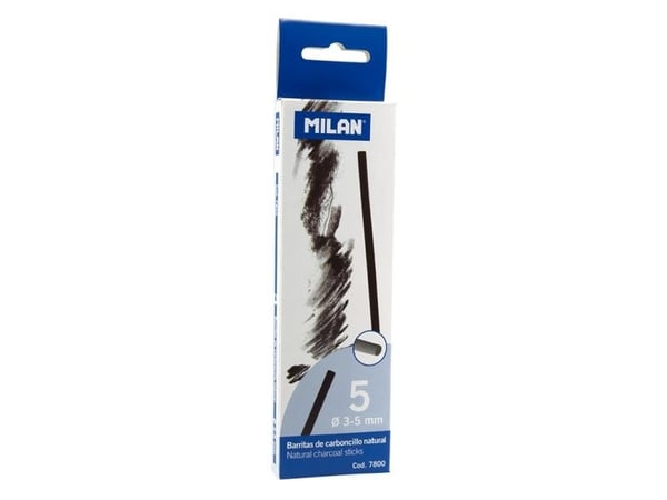 Milan Natural charcoal sticks, Mørkegrå, 5 stykker