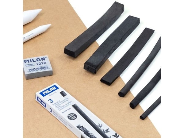 Milan Natural charcoal sticks, Mørkegrå, 5 stykker