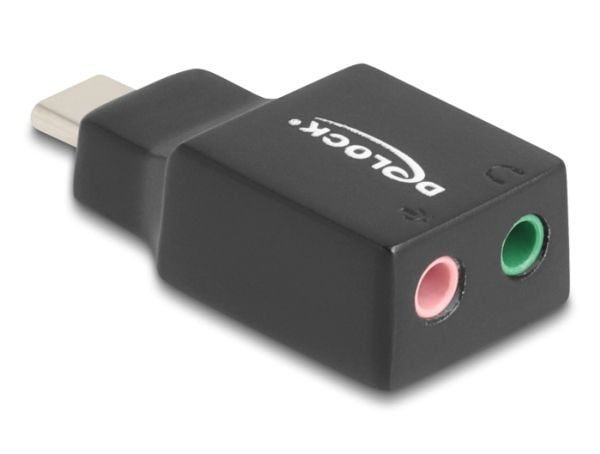 Delock - USB-C til hodetelefons-jakkadapter - 24 pin USB-C hann til monominijakk, mini-phone stereo 3.5 mm hunn - svart