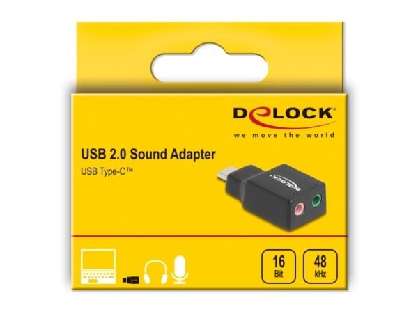 Delock - USB-C til hodetelefons-jakkadapter - 24 pin USB-C hann til monominijakk, mini-phone stereo 3.5 mm hunn - svart