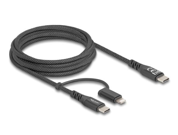 Delock - USB-kabel - 24 pin USB-C (hann) til Lightning, 24 pin USB-C (hann) - USB 3.0 - 3 A - 2 m - USB-C Power Delivery (60W) - svart