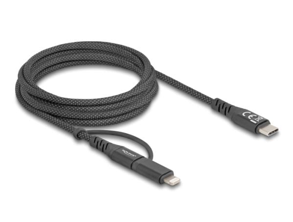 Delock - USB-kabel - 24 pin USB-C (hann) til Lightning, 24 pin USB-C (hann) - USB 3.0 - 3 A - 2 m - USB-C Power Delivery (60W) - svart