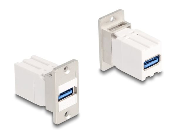 Delock Panel Mount Keystone Module Coupler USB 5 Gbps Type-A naaras USB Type-A naaras kartiomainen