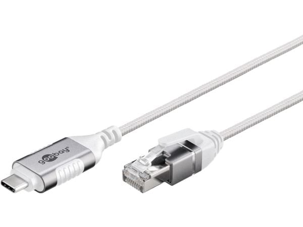 Goobay 74385, USB 3.1 typ A, RJ45, 1 m, vit