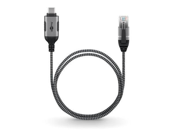 Goobay 74403, USB 3.1 tyyppi A, RJ45, 2 m, musta, hopea