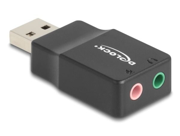 Delock - Jakkadapter for USB-A til hodetelefon - USB hann til monominijakk, mini-phone stereo 3.5 mm hunn - svart