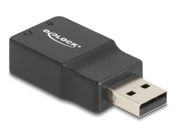 Delock - Jakkadapter for USB-A til hodetelefon - USB hann til monominijakk, mini-phone stereo 3.5 mm hunn - svart