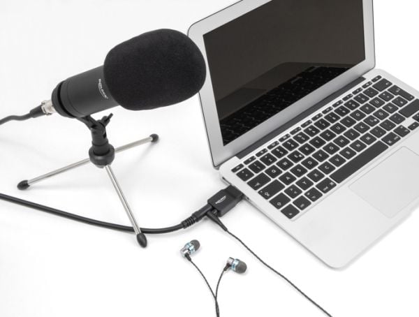 Delock - Jakkadapter for USB-A til hodetelefon - USB hann til monominijakk, mini-phone stereo 3.5 mm hunn - svart