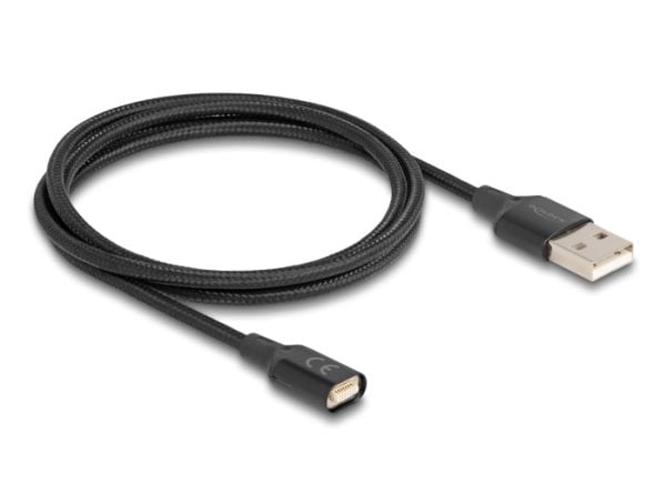 Delock - USB-ladekabel - USB (hann) til terminal (magnet) - USB 2.0 - 5 V - 3 A - 1 m - svart
