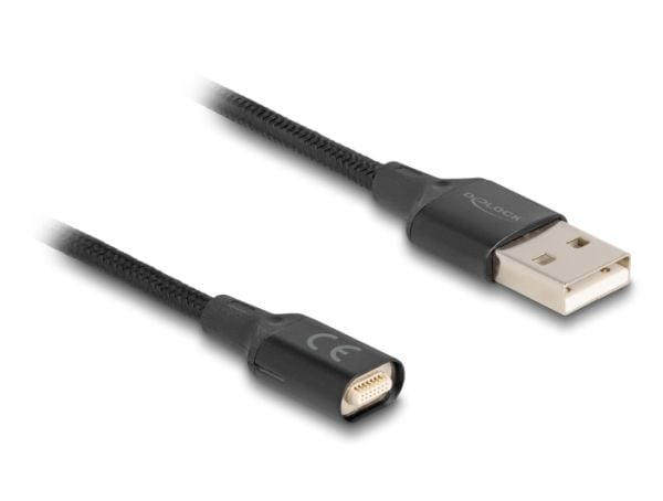 Delock - USB-ladekabel - USB (hann) til terminal (magnet) - USB 2.0 - 5 V - 3 A - 1 m - svart