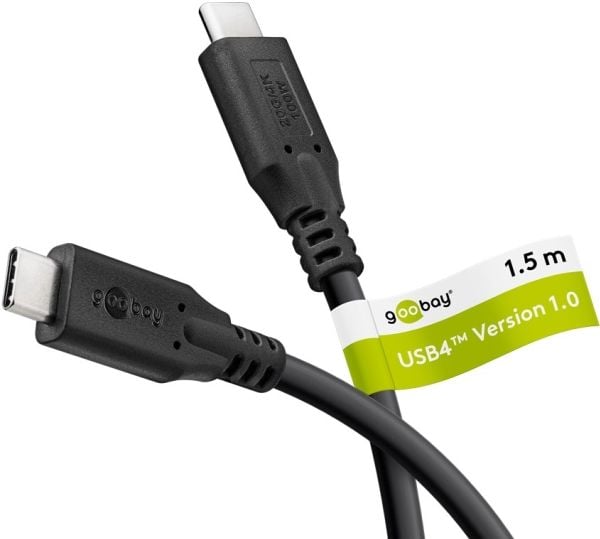 Goobay 74196, 1,5 m, USB C, USB C, USB4 Gen 2x2, 20 Gbit/sek., Sort