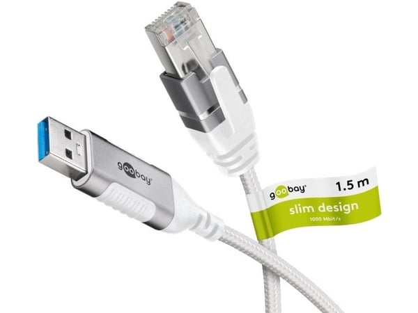 Goobay 74378, USB 3.0 typ A, RJ45, 1,5 m, vit
